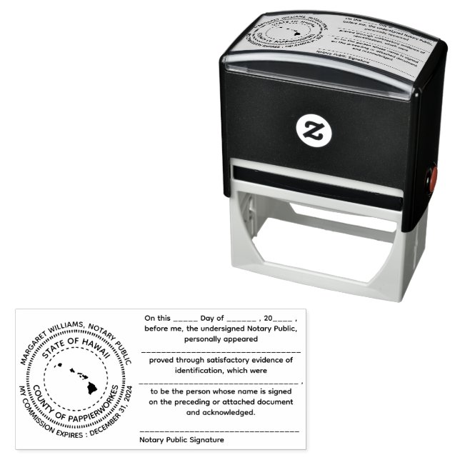 Hawaii Notary Public Acknowledgement Stamp (In Situ)