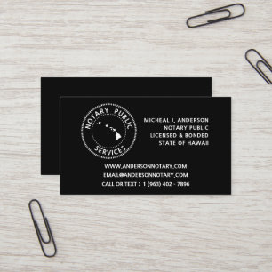 Hawaii Notary Public Services Business Card