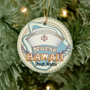 Hawaii Nurse Ceramic Tree Decoration