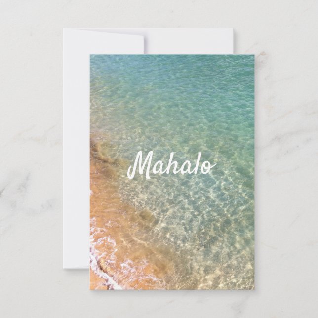 Hawaii Ocean Aloha Heart Sticker Napkins Thank You Card (Front)