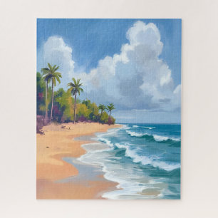 Hawaii Ocean Shore Watercolor Painting Jigsaw Puzzle