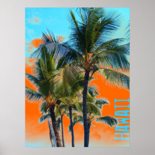 Hawaii orange palm poster
