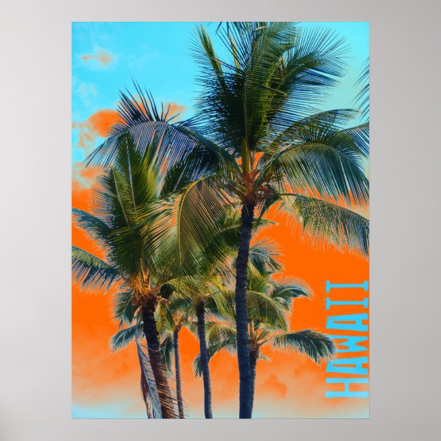 Hawaii orange palm poster (Front)