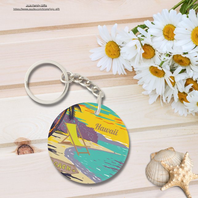 Hawaii painting colourful summer beach vacay gift key ring (Creator Uploaded)