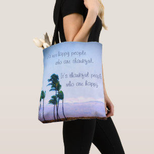 Hawaii Palm Tree Photo Thankful Happy People Quote Tote Bag