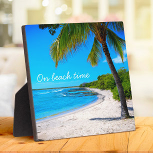 Hawaii Palm Tree Tropical Beach On Beach Time Plaque