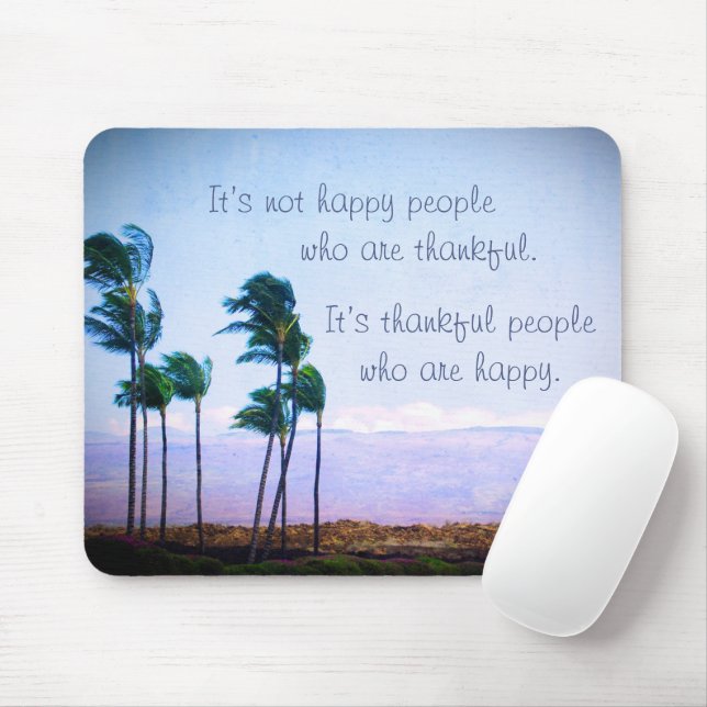Hawaii Palm Trees Happy Thankful People Quote Mouse Mat (With Mouse)