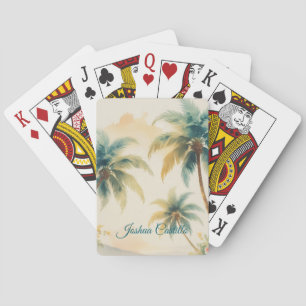 Hawaii Palms Calligraphy Simple Professional Name Playing Cards