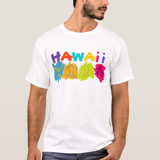hawaii petroglyphs surfer honu canoe - Customised T-Shirt (Front)
