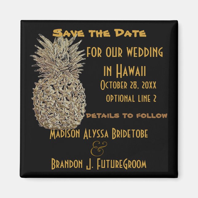 Hawaii Pineapple Save the Date Magnet (Front)