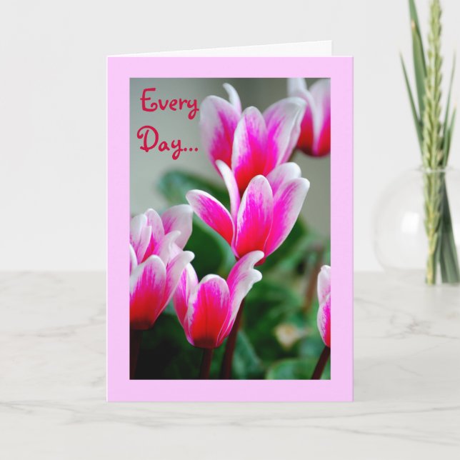 Hawaii Pink Cyclamen Flowers, Get Well Card (Front)