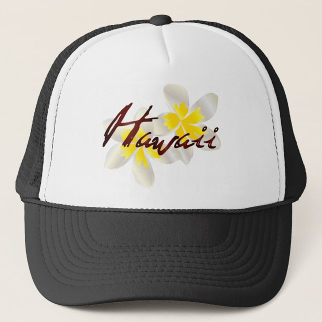 Hawaii Plumeria Flowers Trucker Hat (Front)