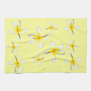 Hawaii Plumeria Yellow and White Tea Towel