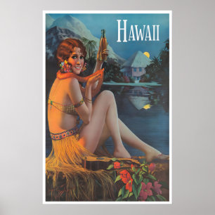 Hawaii Poster Hawaiian Art Tiki Bar Print