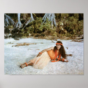 Hawaii POSTER: Hawaiian Hula Girl 1910 Autochrome Poster