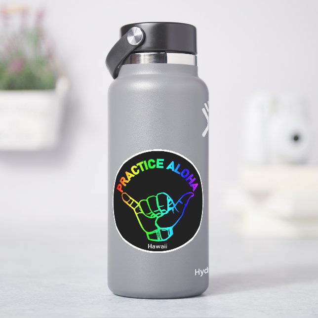Hawaii Practice Aloha Rainbow Shaka (Hang loose) (HydroFlask)
