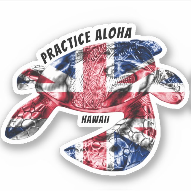 Hawaii Practice Aloha - Tribal Honu HIFlag (Front)