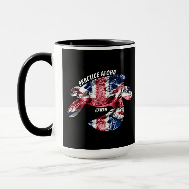 Hawaii Practice Aloha - Tribal Honu HIFlag Mug (Left)