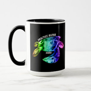 Hawaii Practice Aloha - Tribal Honu Rainbow Mug