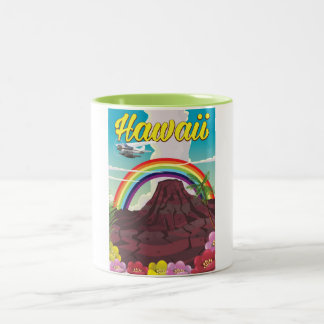 Hawaii Rainbow travel poster Two-Tone Coffee Mug