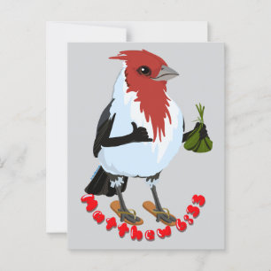 HAWAII RED CRESTED CARDINAL—Bible verse Postcard