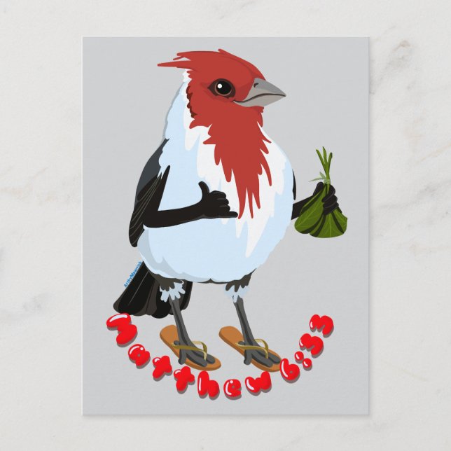 HAWAII RED CRESTED CARDINAL—Bible verse Postcard (Front)