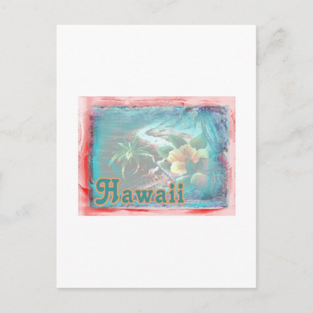 Hawaii Red Floral Postcard (Front)