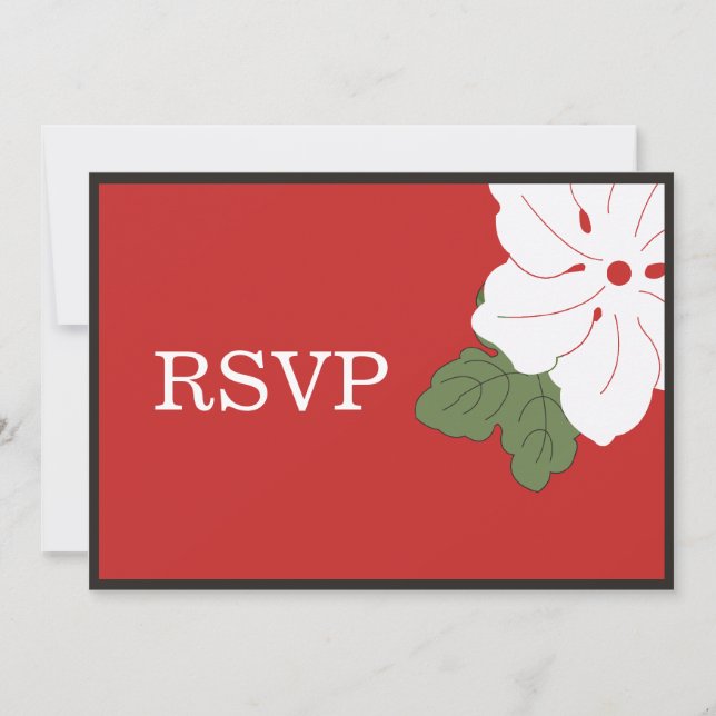 Hawaii Red Floral RSVP cards (Front)