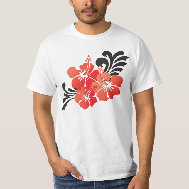 Hawaii Red Hibiscus Flower T-Shirt (Front)