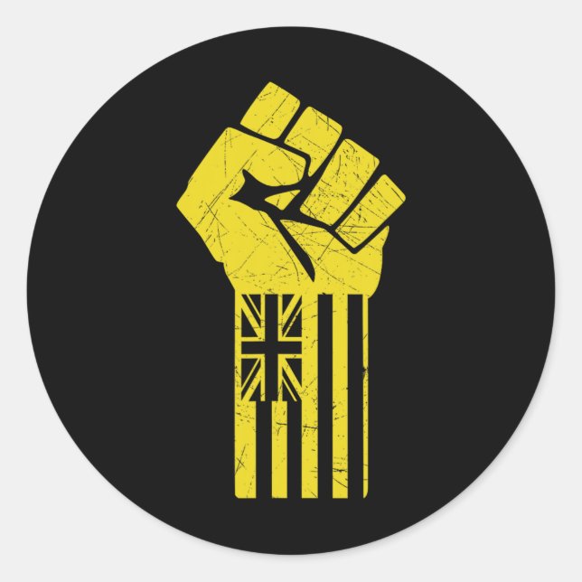 Hawaii Resist Fist Up Defend Kanaka Maoli Kea  Classic Round Sticker (Front)