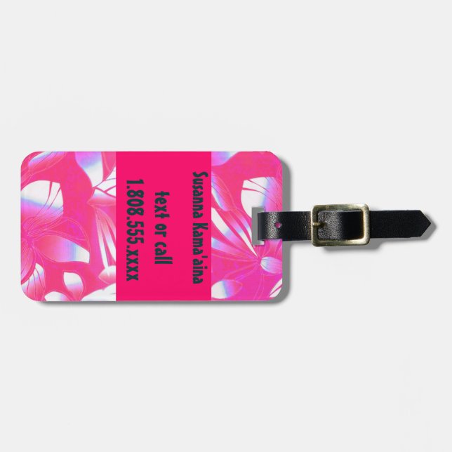 Hawaii Retro Print Pink Luggage Tag (Front Horizontal)