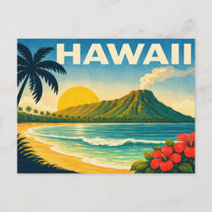 Hawaii Retro Travel Postcard