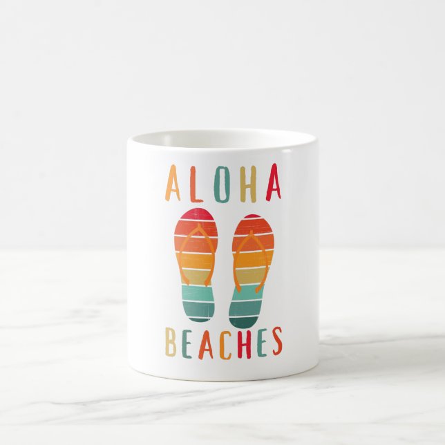 Hawaii Sandles Aloha Beaches Coffee Mug (Center)