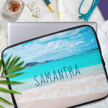 Hawaii Sandy Beach Blue Ocean Photo Custom Name Laptop Sleeve<br><div class="desc">Remind yourself of the fresh salt smell of the ocean air whenever you use this stunning vibrantly-coloured photography personalised name neoprene laptop sleeve. Exhale and explore the solitude of an empty Hawaiian beach. This laptop sleeve comes in three sizes: 15", 13", and 10”. Makes a great gift for someone special!...</div>