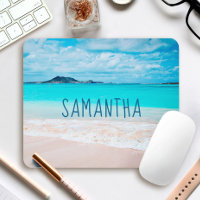Hawaii Sandy Beach Blue Ocean Photo Custom Name