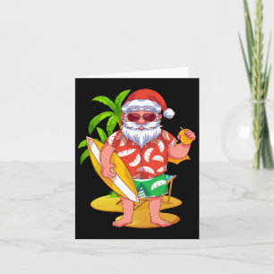 Hawaii Santa Claus Surfing Tropical Summer Christm Card