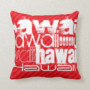 Hawaii; Scarlet Red Stripes Cushion