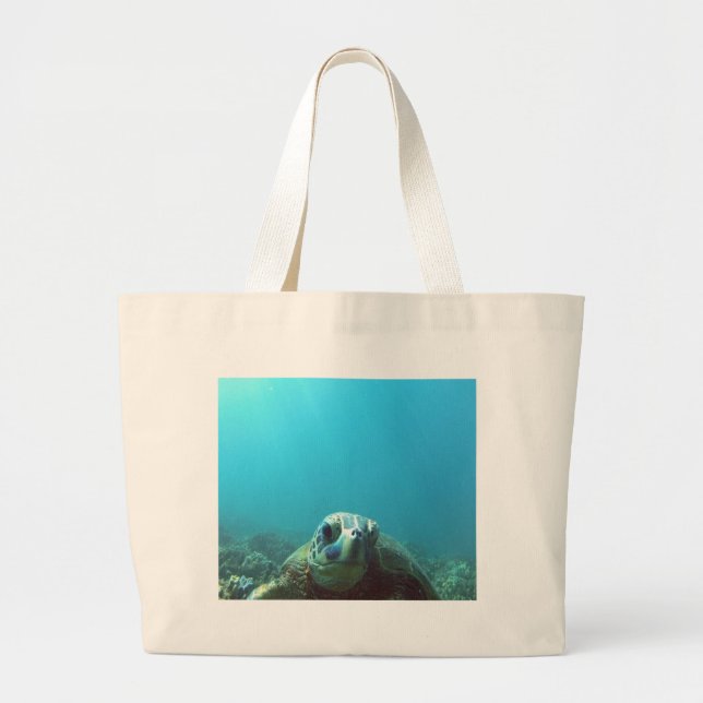 Hawaii Sea Turtle Large Tote Bag (Front)