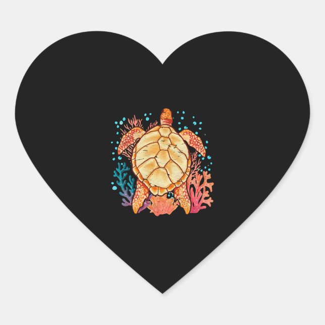 Hawaii sea turtle ocean animal turtle heart sticker (Front)