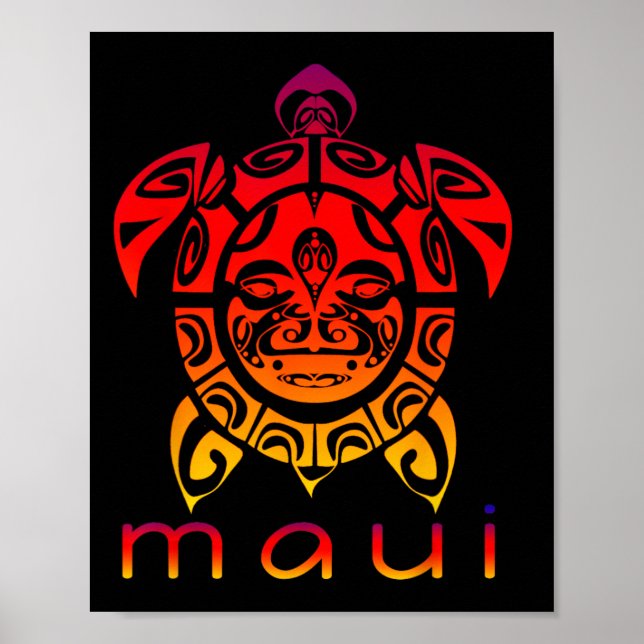 Hawaii Sea Vivid Turtle  Poster (Front)