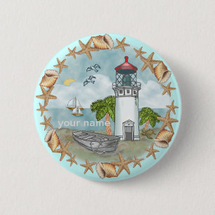 Hawaii Shells Lighthouse pin button