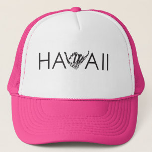 Hawaii Skeleton Shaka - Pink & White Trucker Hat