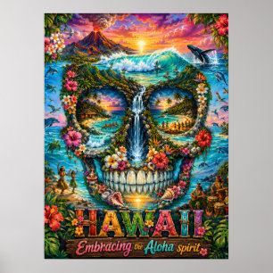 Hawaii Skull Art Print State of Mind