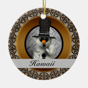 Hawaii Snowman Christmas Ornament