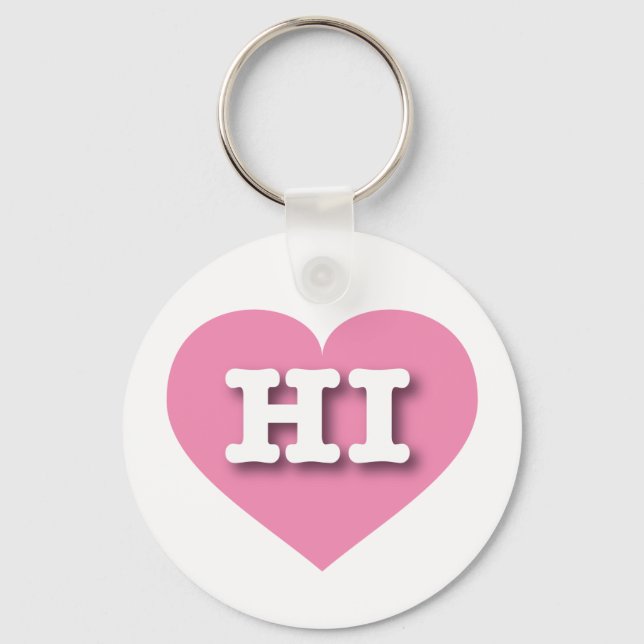 Hawaii Solid Pink Heart - Big Love Key Ring (Front)