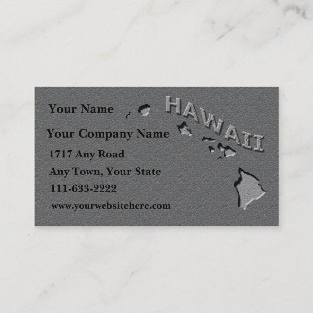 Hawaii State Business card  carved stone look (Front)
