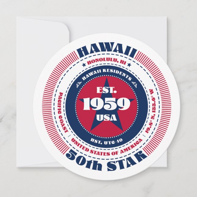 Hawaii State Circular Typography Flat Card (Front)
