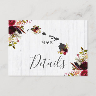 Hawaii State Destination Rustic Wedding Details Invitation