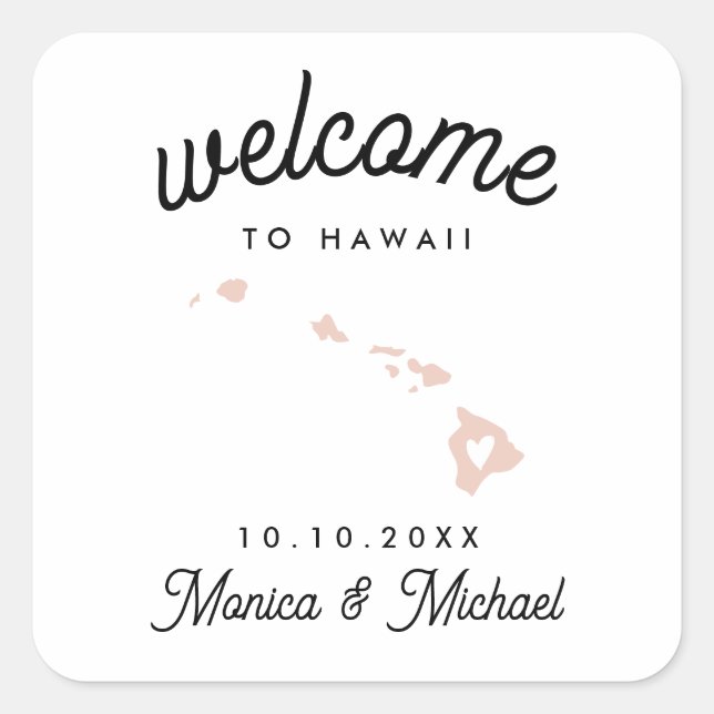 HAWAII State Destination Wedding ANY COLOR!     Square Sticker (Front)
