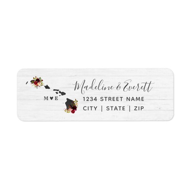 Hawaii State Destination Wedding Return Address (Front)